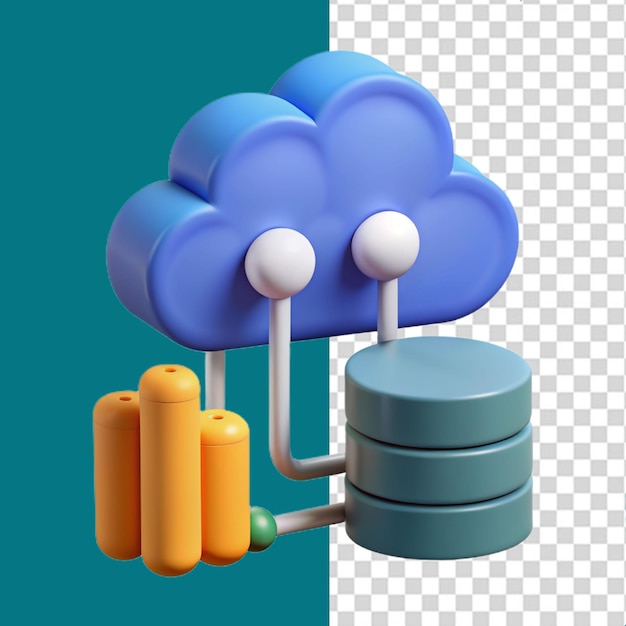 3D cloud and marketing balance icon on transparent background