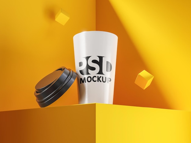 3d Coffee plastic cup mock up scene