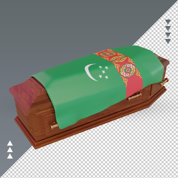 3d coffin Turkmenistan flag rendering right view