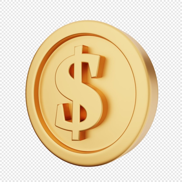 PSD 3d coin dollar money gold icon illustration render