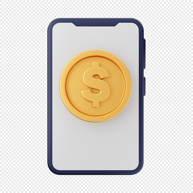 3d coin gold dollar money saving in smartphone