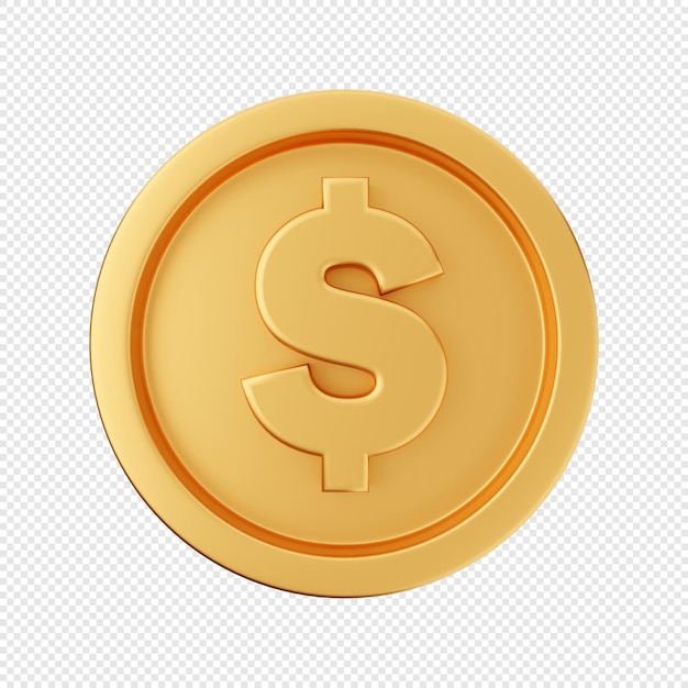 3d coin gold dollar