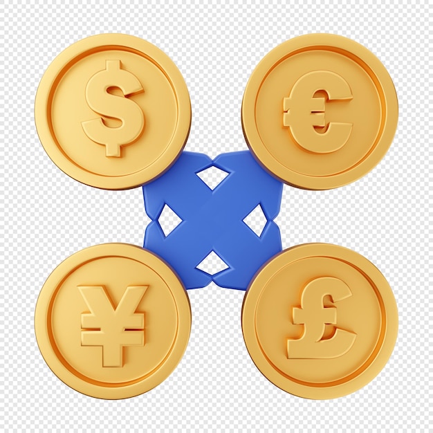 3d coin gold exchange dollar euro yen poundsterling