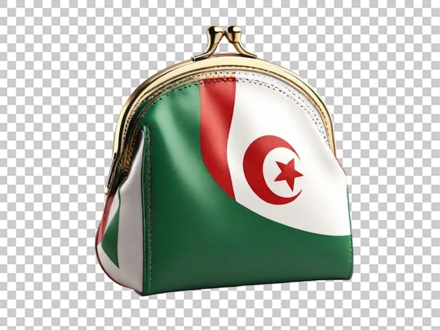 3d coin purse with Algerian flag budget investment on transparent background