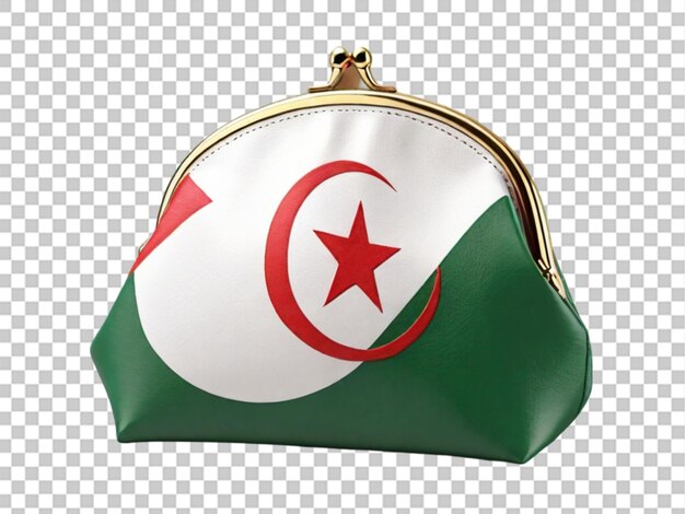 3d coin purse with Algerian flag budget investment on transparent background