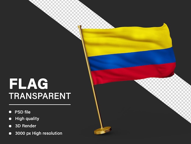 PSD 3d colombia flag isolated on transparent background