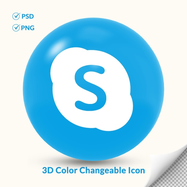 3D color changeable round skype logo icon