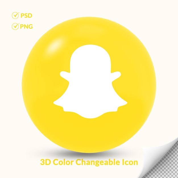 3D color changeable round snapchat logo icon