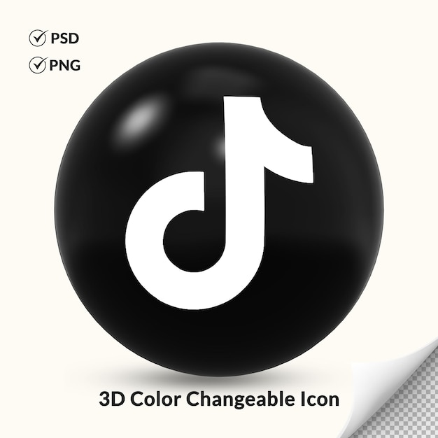 3D color changeable round tiktok logo icon