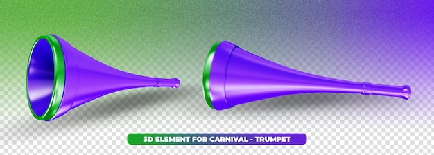 3d colored trompet for carnival composition in Brazil