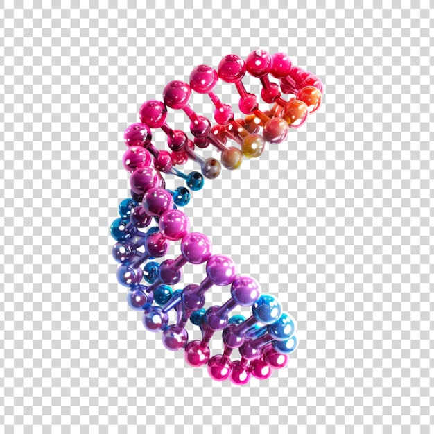 PSD 3d colorful dna helix sequence element isolated on a transparent background