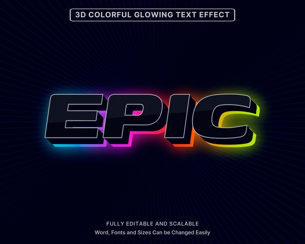 3D Colorful Glowing Text Effect