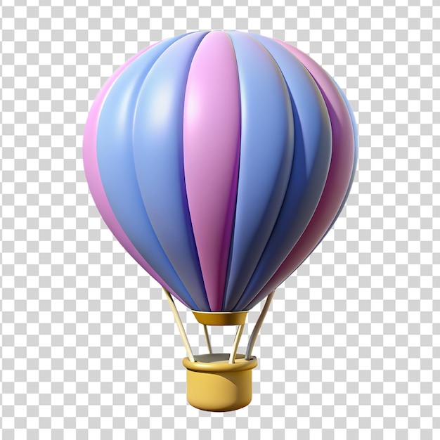 3d Colorful hot air balloon on transparent background