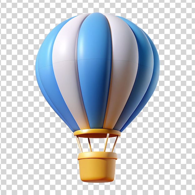 3d Colorful hot air balloon on transparent background