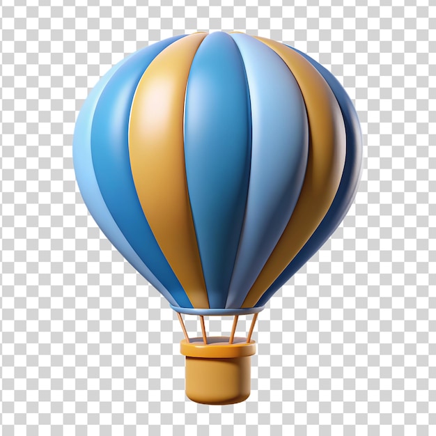 3d Colorful hot air balloon on transparent background