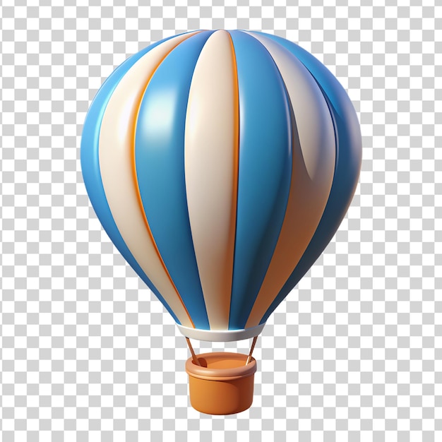 3d Colorful hot air balloon on transparent background