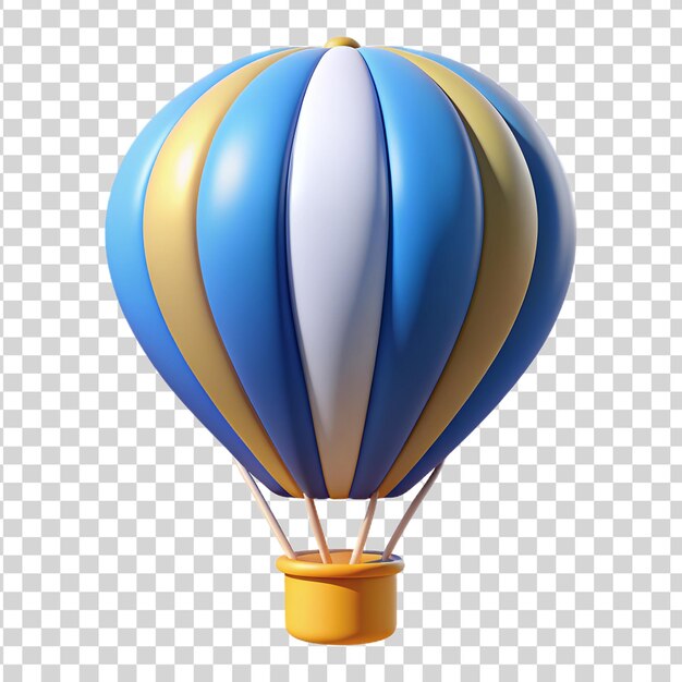 3d Colorful hot air balloon on transparent background