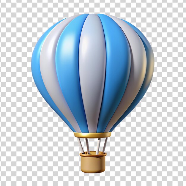 3d Colorful hot air balloon on transparent background