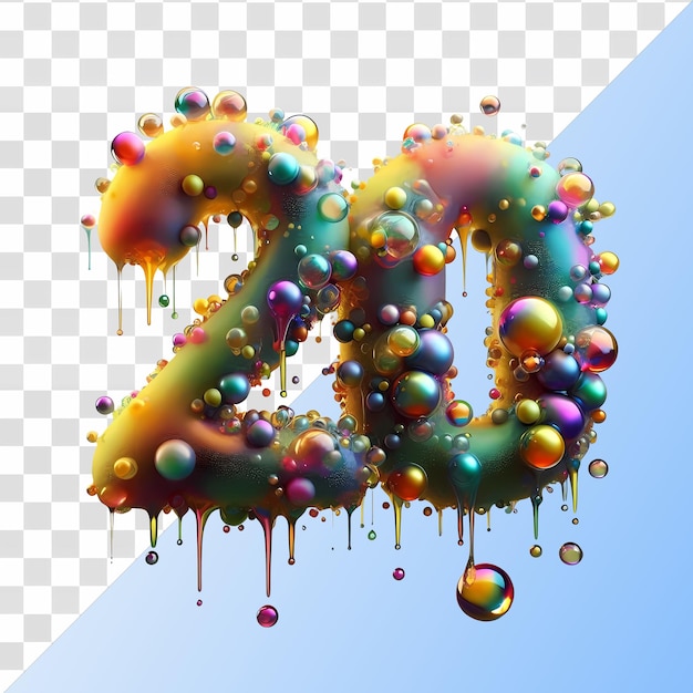 3D colorful numbers 1 to 100 4k HD Isolated on Transparent Background