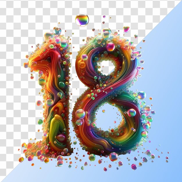 PSD 3d colorful numbers 1 to 100 4k hd isolated on transparent background