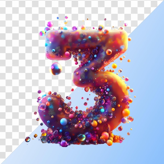 3D colorful numbers 1 to 100 4k HD Isolated on Transparent Background