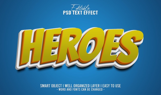 3d comic heroes editable text effect template