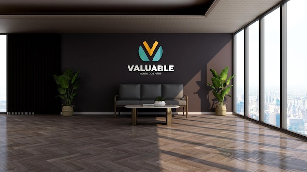 3d company logo mockup in the office lobby waiting or lounge room