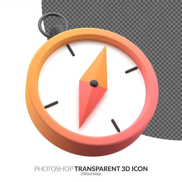 3D compass navigation icon illustration