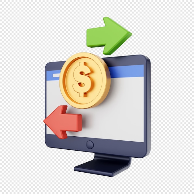 3d computer function money transfer