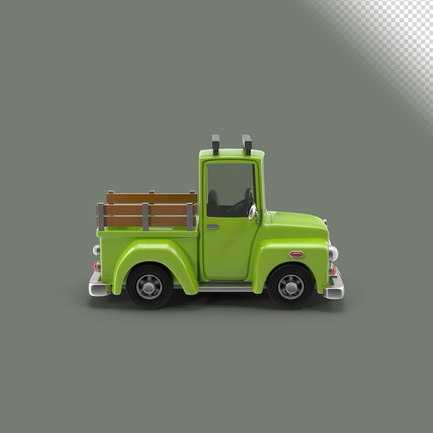 3d concept render of green cartoon truck