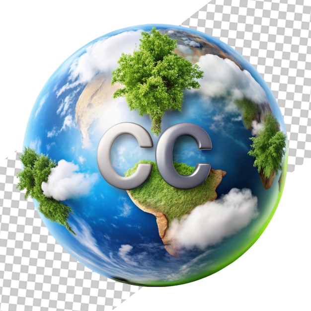 PSD 3d concept save the world with green earth isolated transparent background