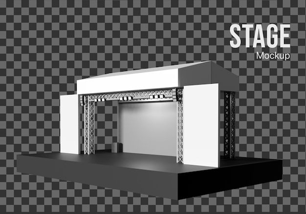 3D Concert Stage mockup with lightning