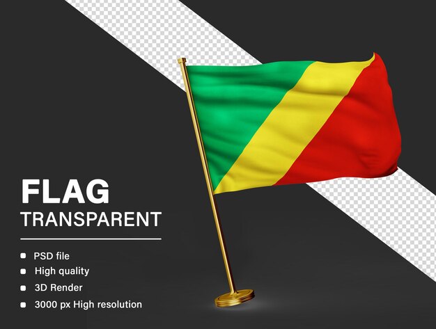 PSD 3d congo flag isolated on transparent background