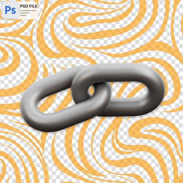 3D Connected Chain Render Icon Isolated PNG Illustration PSD Template