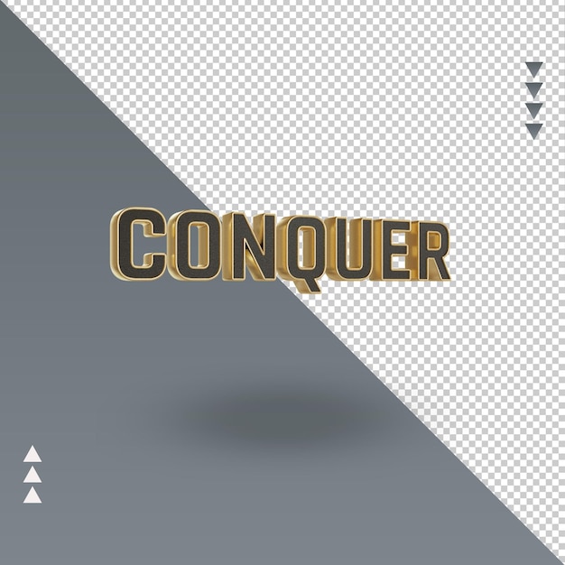 3d Conquer black gold icon rendering left view