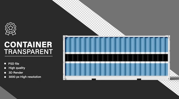 PSD 3d container with botswana flag isolated on transparent background