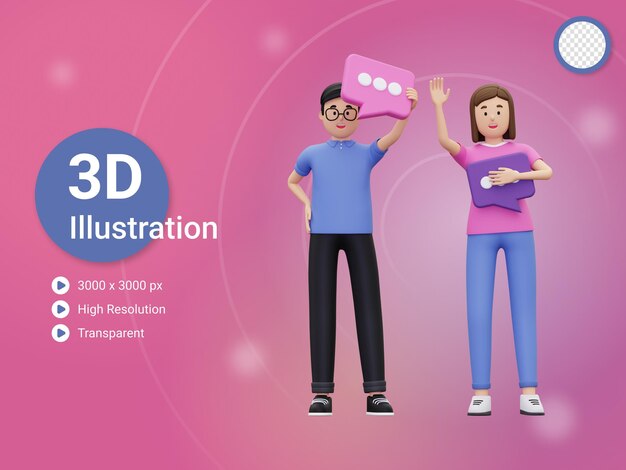 PSD 3d conversation illustration