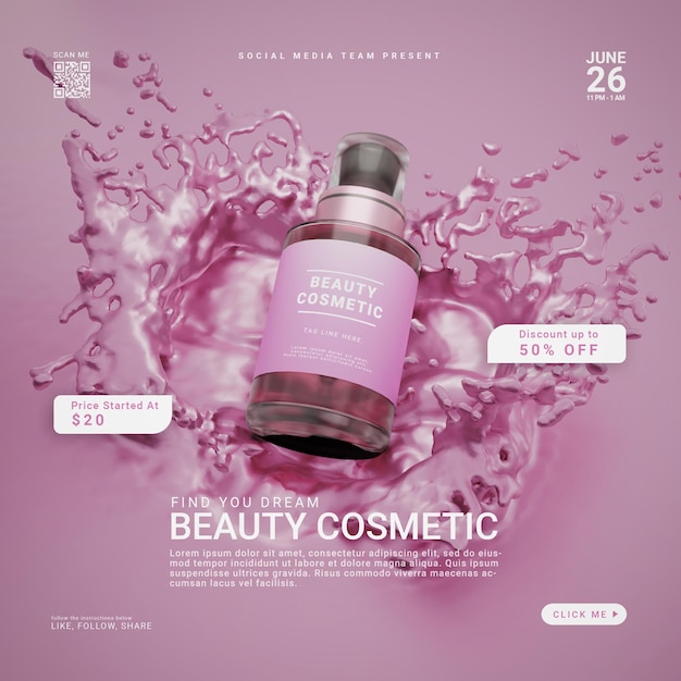 3d cosmetic drop water fluid template