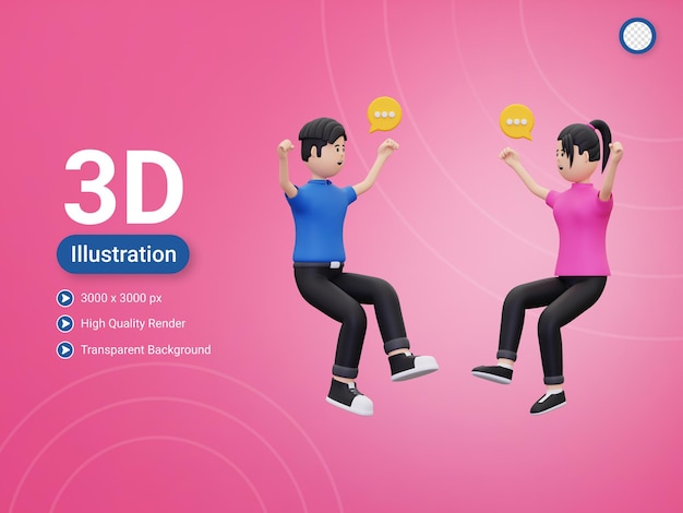 PSD 3d couple showing conversation illustration