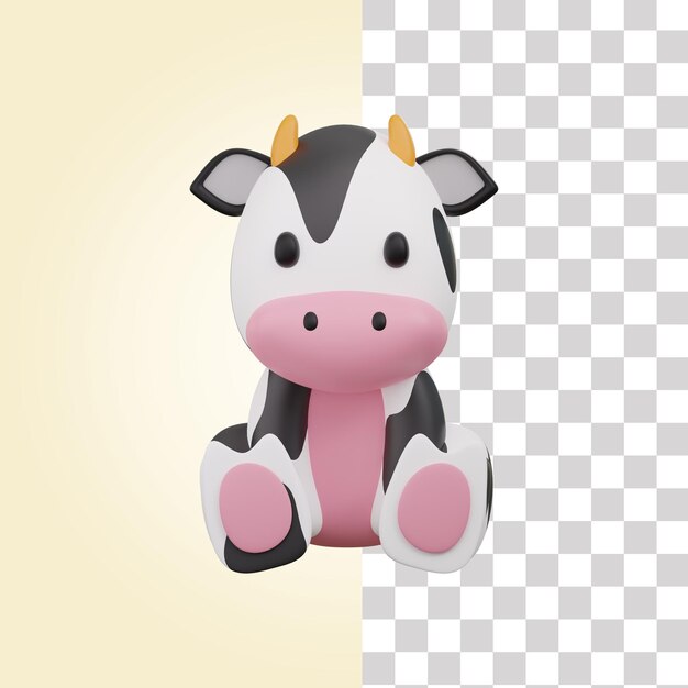 PSD 3d cow animal illustration