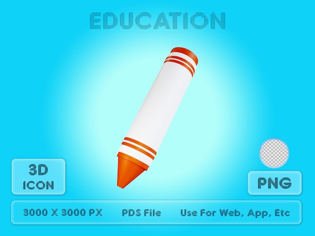 3D CRAYONS ICON WITH BURNT ORANGE COLOR