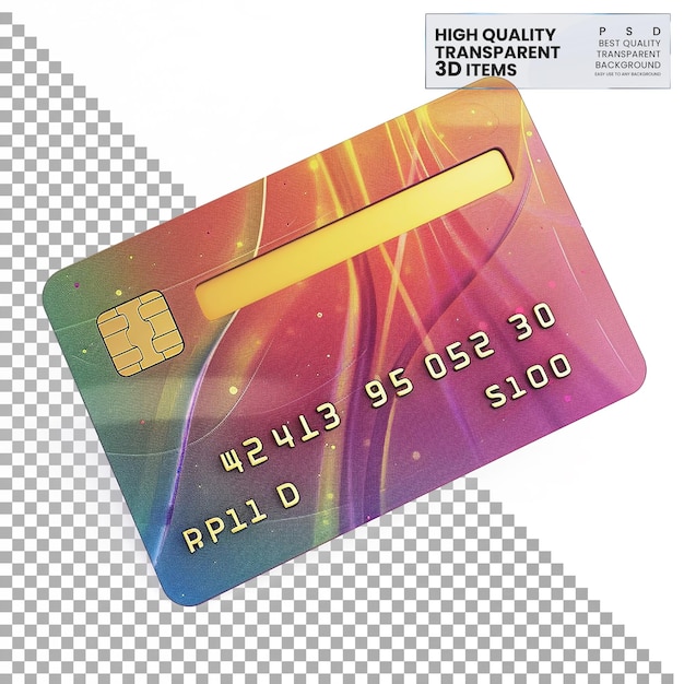 PSD 3d credit card icon a colorful 3d credit card icon on transparent background