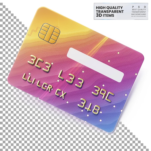 PSD 3d credit card icon a colorful 3d credit card icon on transparent background