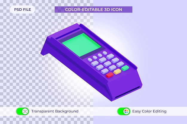 3d credit card machine or payment terminal cartoon icon design