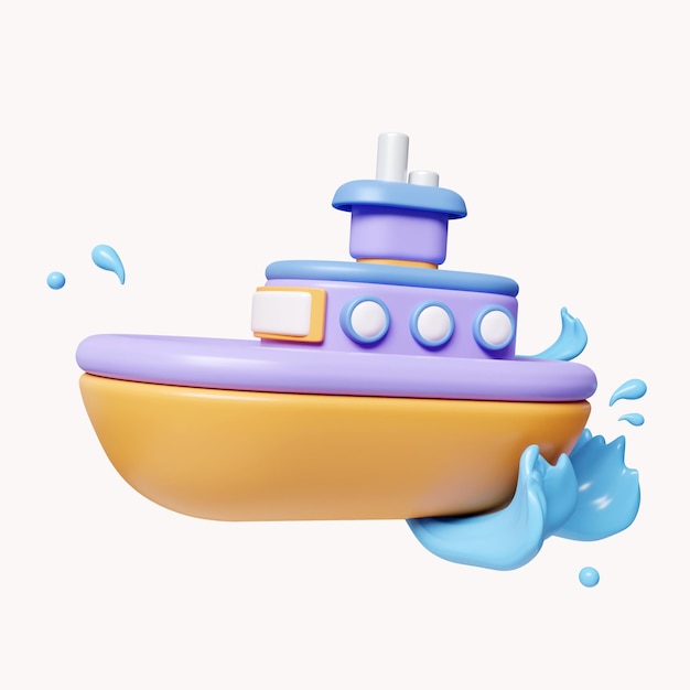 3d Cruise Ship with ocean waves icon time to travel summer vacation and holidays concept icon isolated on white background 3d rendering illustration Clipping path