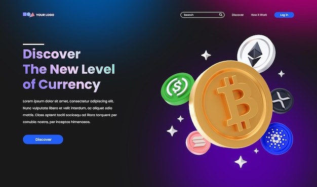 3D Crypto digital currency coin icon and illustration for digital marketing web illustrattion