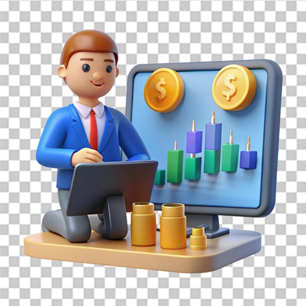 PSD 3d cryptocurrency trading online on computer illustration stock market chart market analytics and trading concept trading strategy global stock exchanges index cryptocurrency transaction