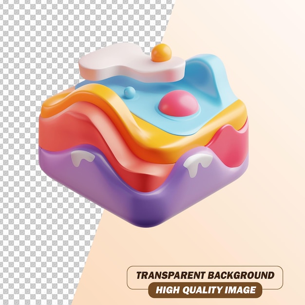 3D Cube Isolated on Transparent Background PSD File