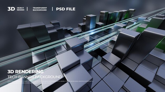 PSD 3d cube rendering hd banner background psd