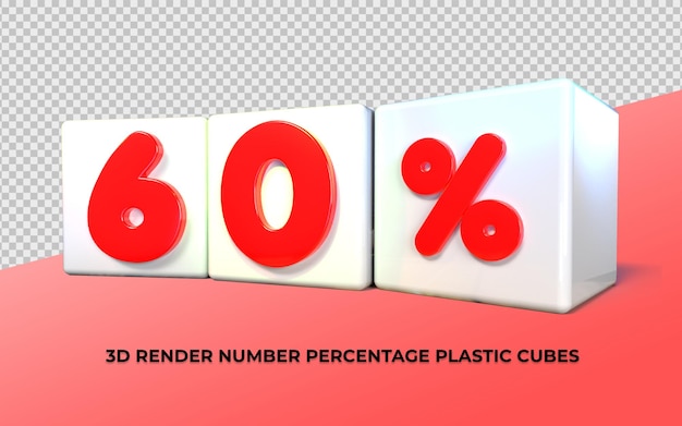 3D cubes plastic number 60 percentage red color sale